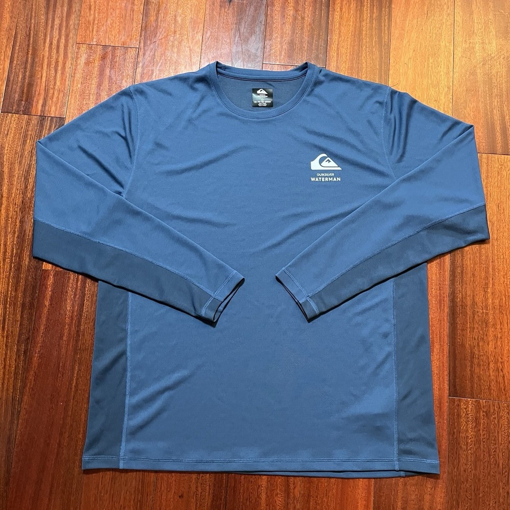 Quiksilver Shirt Mens XXL Blue Waterman Collection UPF 50+ Long Sleeve Crewneck